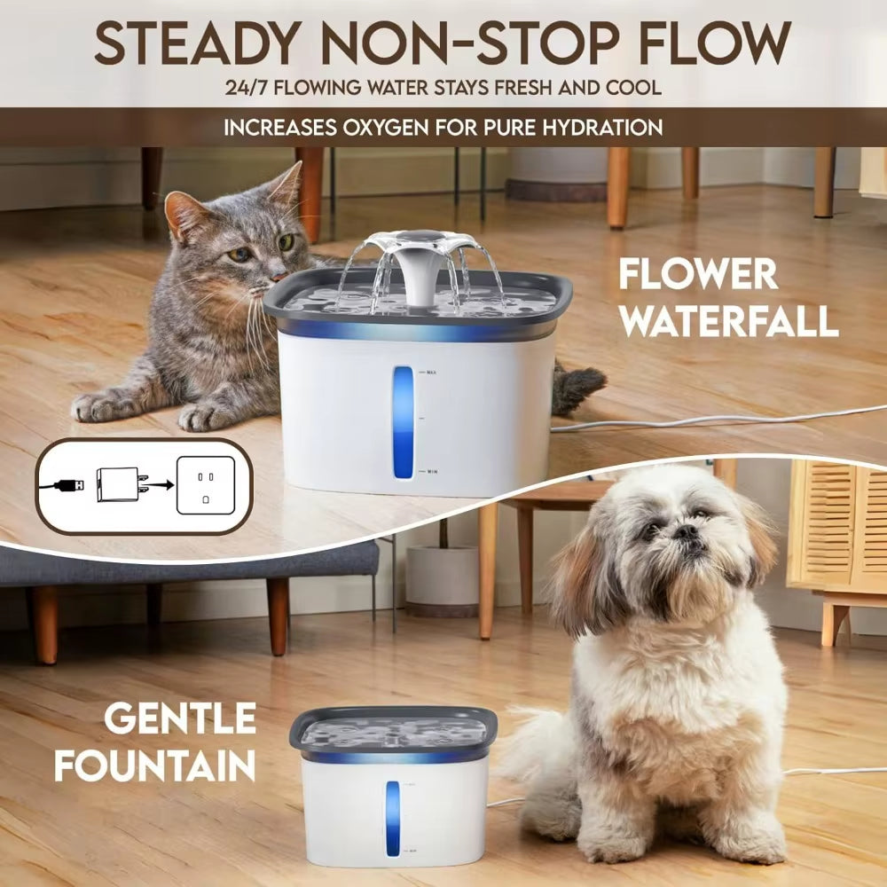 95Oz/2.8L Pet Fountain, Automatic Cat Water Fountain Dog Water Dispenser with Replacement Filters for Cats,