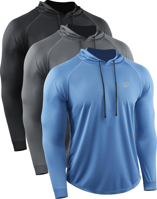 NELEUS Men's Long Sleeve Dry Fit Athletic Shirt with Hood for Workout and Running