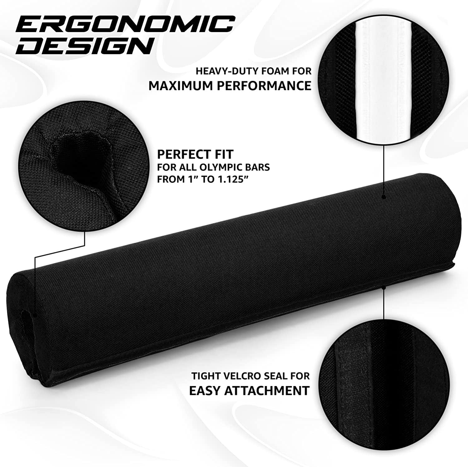 Yes4All Barbell Thick Foam Nylon Pad, Neck Shoulder Protective Pad for Lunges, Squats and Hip Thrust Fit Standard Olympic Bar