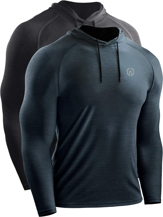 NELEUS Men's Long Sleeve Hooded Athletic Shirt for Dry Fit Workout and Running