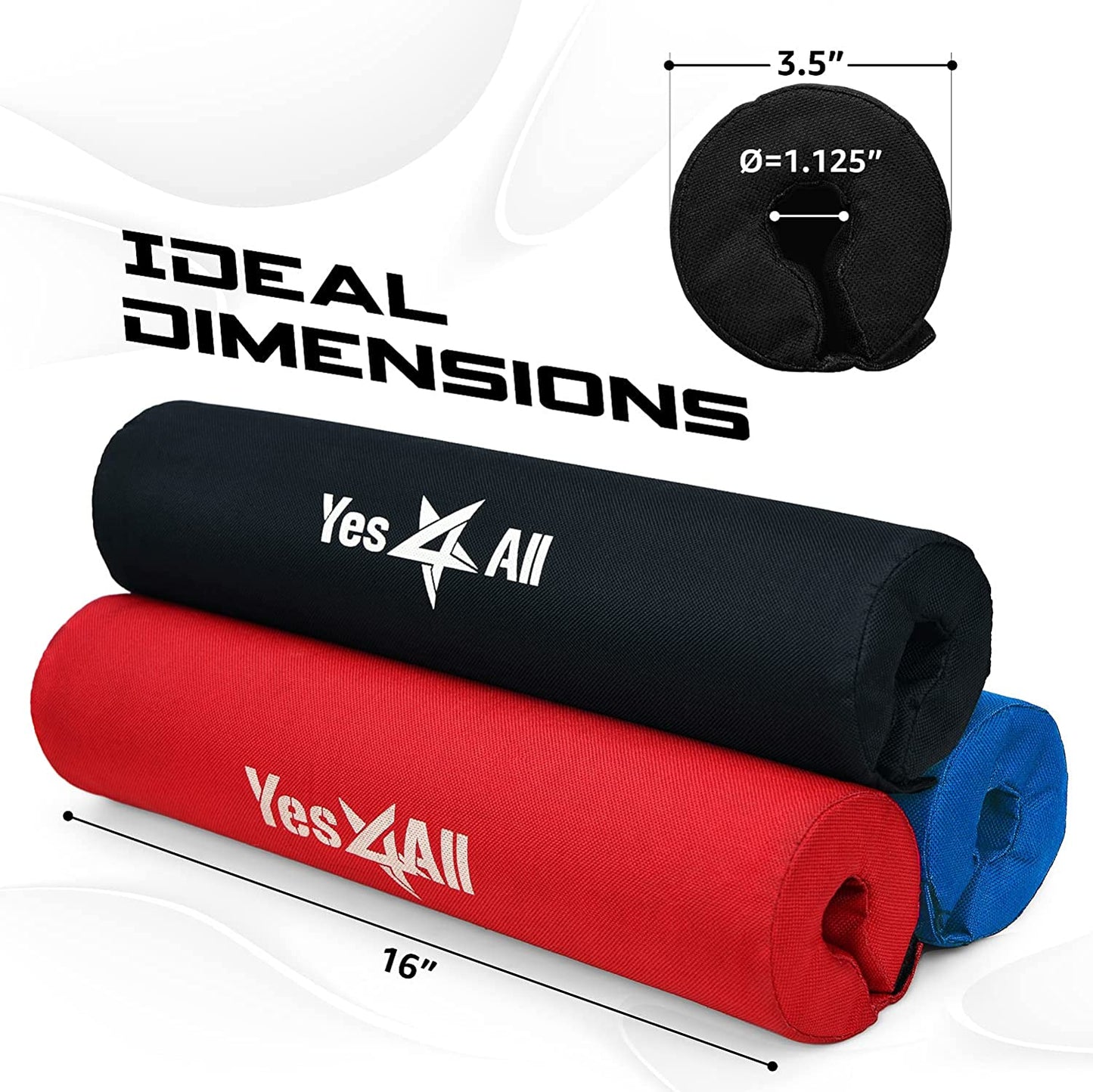 Yes4All Barbell Thick Foam Nylon Pad, Neck Shoulder Protective Pad for Lunges, Squats and Hip Thrust Fit Standard Olympic Bar