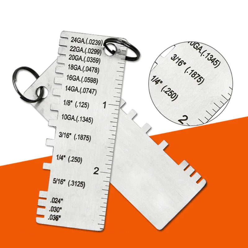 2PCS Thickness Gage Sheet Metal Gauge Measuring Tool Wire Gauge Stainless Steel