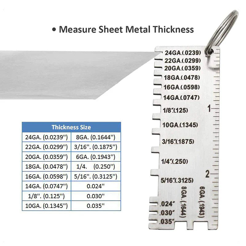 2PCS Thickness Gage Sheet Metal Gauge Measuring Tool Wire Gauge Stainless Steel