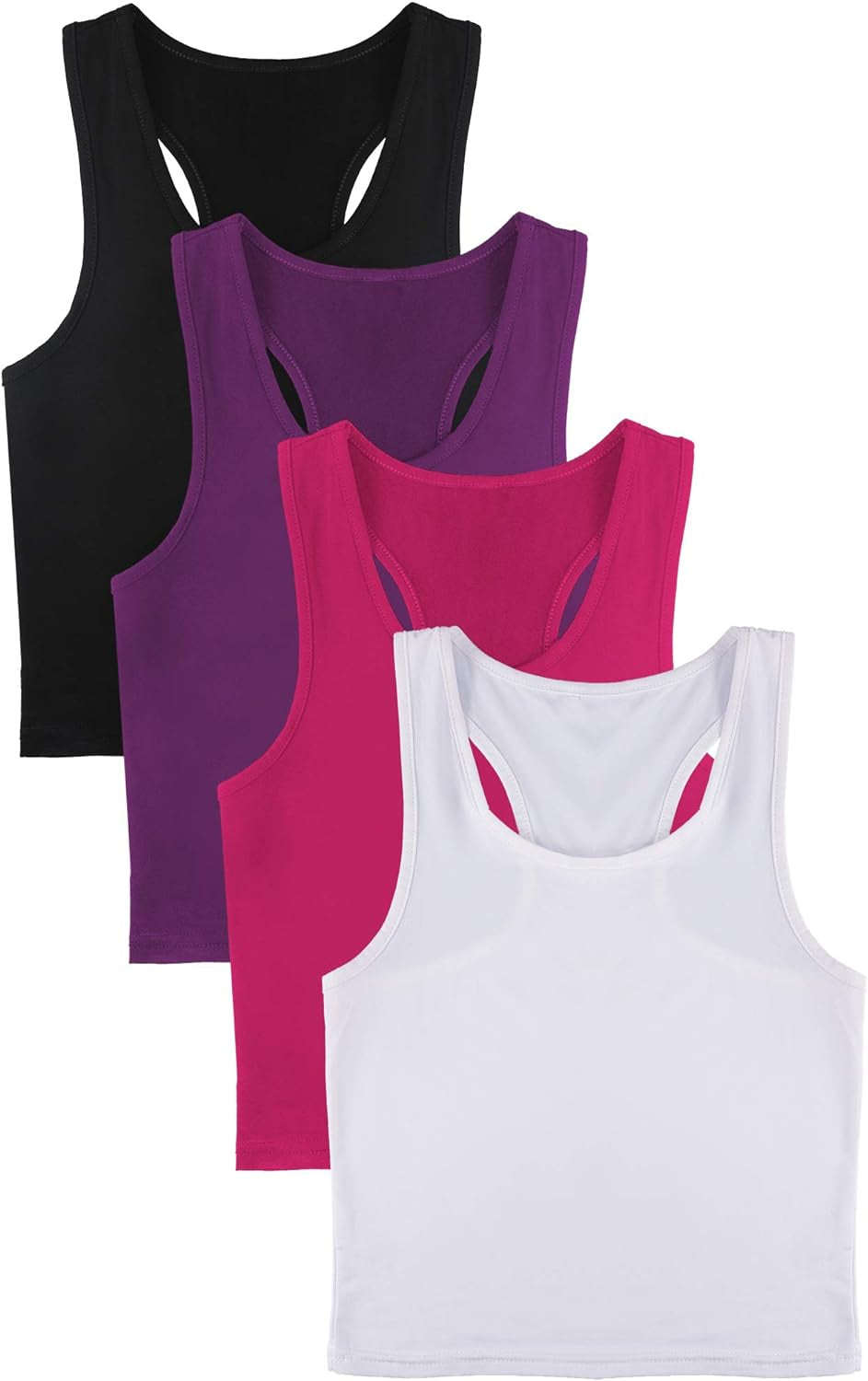 SATINIOR 4 Pieces Basic Crop Tank Tops Sleeveless Racerback Sport Cotton Tank Tops for Women