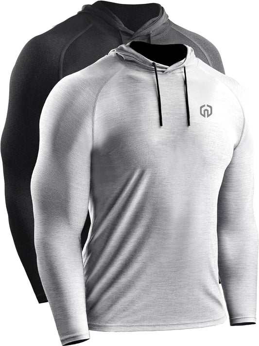 NELEUS Men's Long Sleeve Dry Fit Athletic Shirt with Hood for Workout and Running