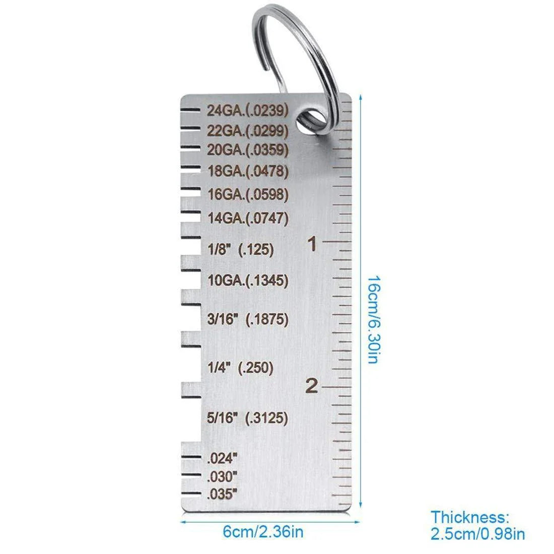 2PCS Thickness Gage Sheet Metal Gauge Measuring Tool Wire Gauge Stainless Steel