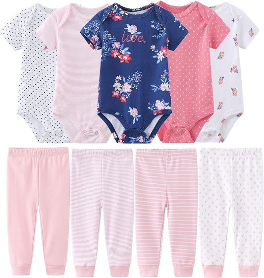 Newborn Baby Clothes Set Short Sleeve Baby Boy Pants Baby Girl Bodysuits Baby Layette Sets