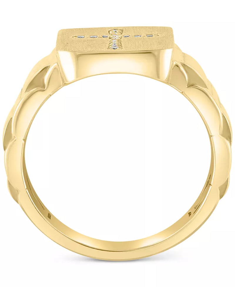 EFFYÂ® Men'S Diamond Cross Ring (1/10 Ct. T.W.) in 10K Gold