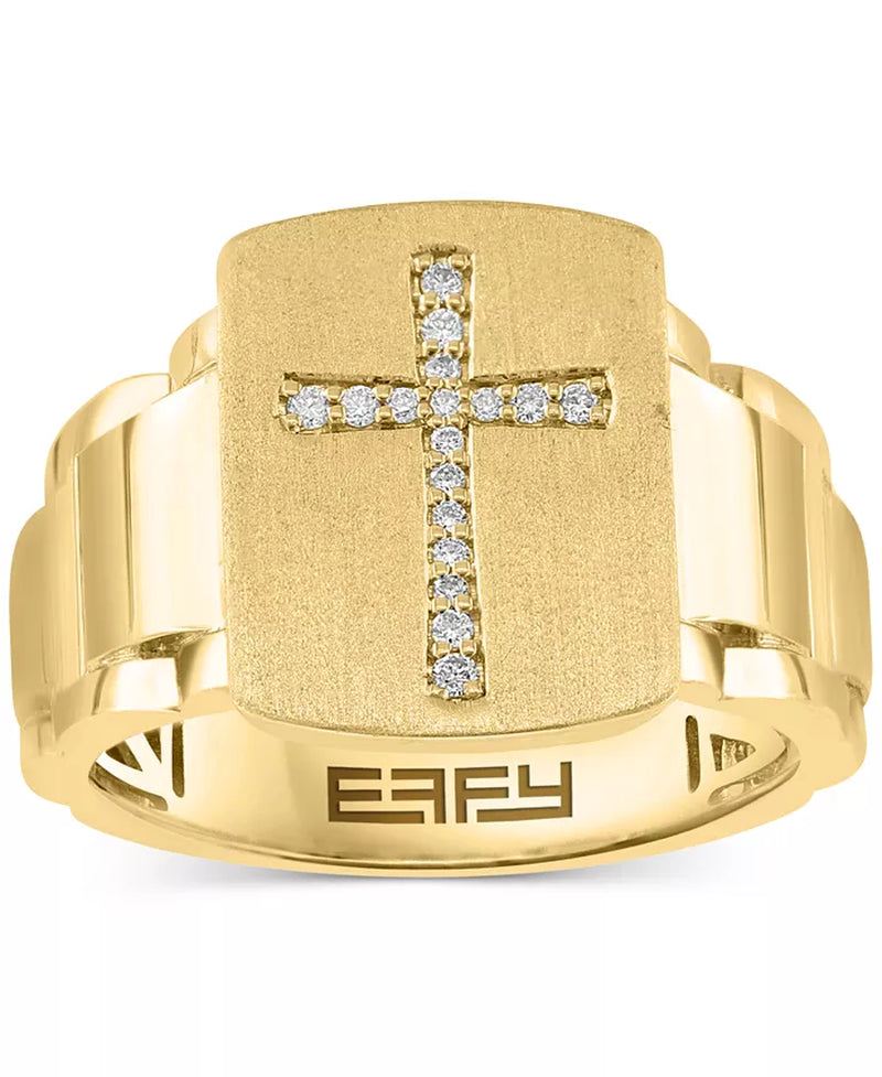 EFFYÂ® Men'S Diamond Cross Ring (1/10 Ct. T.W.) in 10K Gold