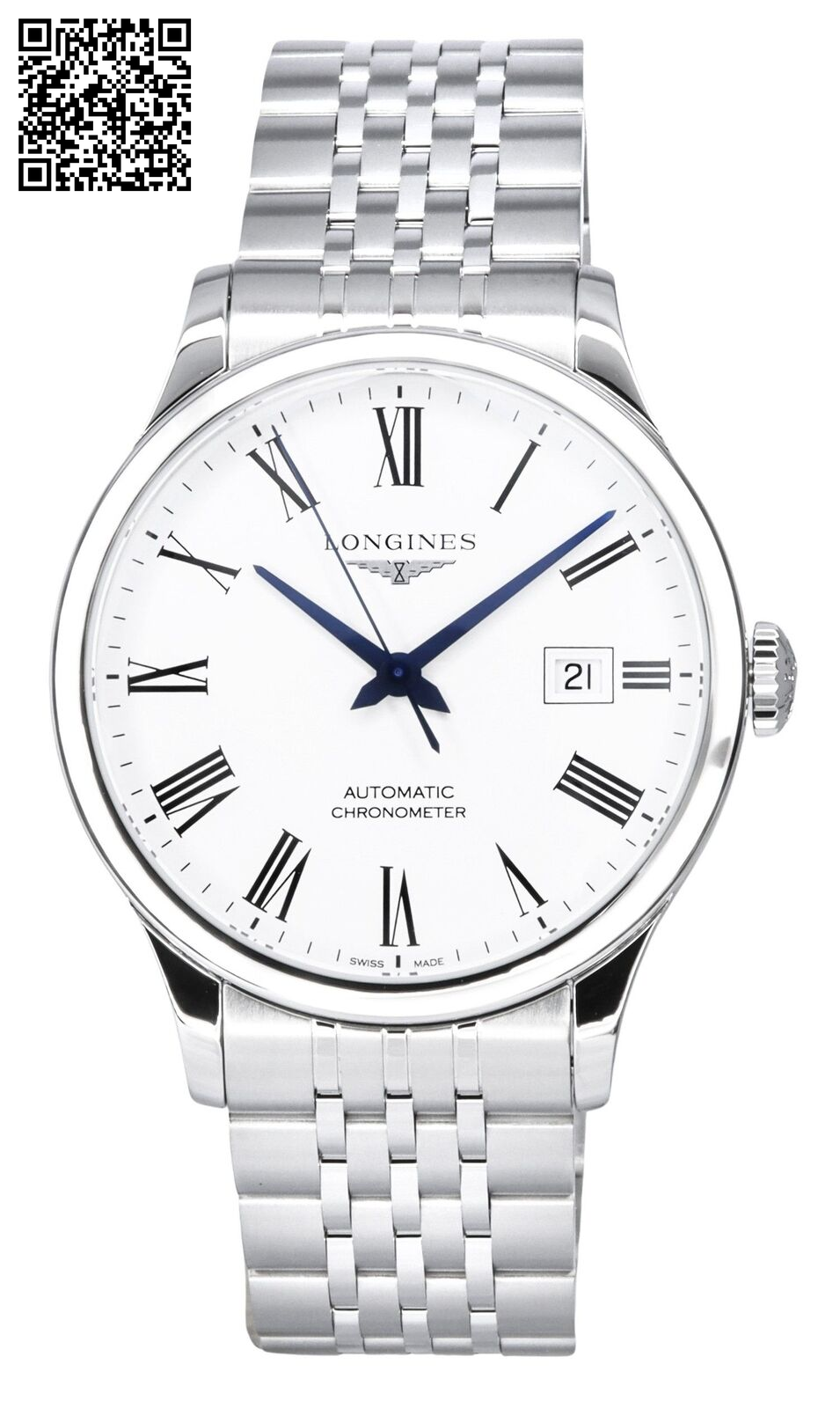 Longines Record White Dial Automatic Dress Men'S Watch L2.821.4.11.6