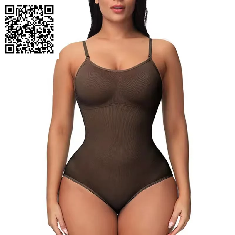 Super Sale V Neck Spaghetti Strap Bodysuit Compression Body Suits Open Crotch Shapewear Slimming Body Shaper Smooth Out Bodysuit