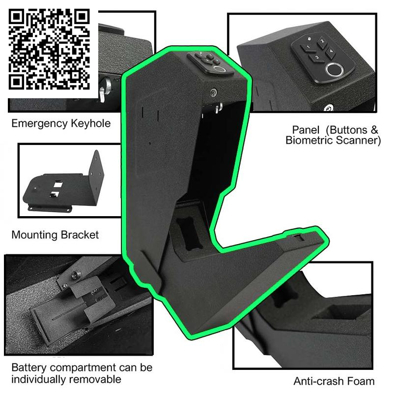 Biometric Mounted Fornightstanddesk,Bed Side,Wall,Truck-Auto Openhidden Hand -Withfingerprint, 4-Button Backlit Keypad,Key Lockbox Bedsidesafe Hidden Desk Safe