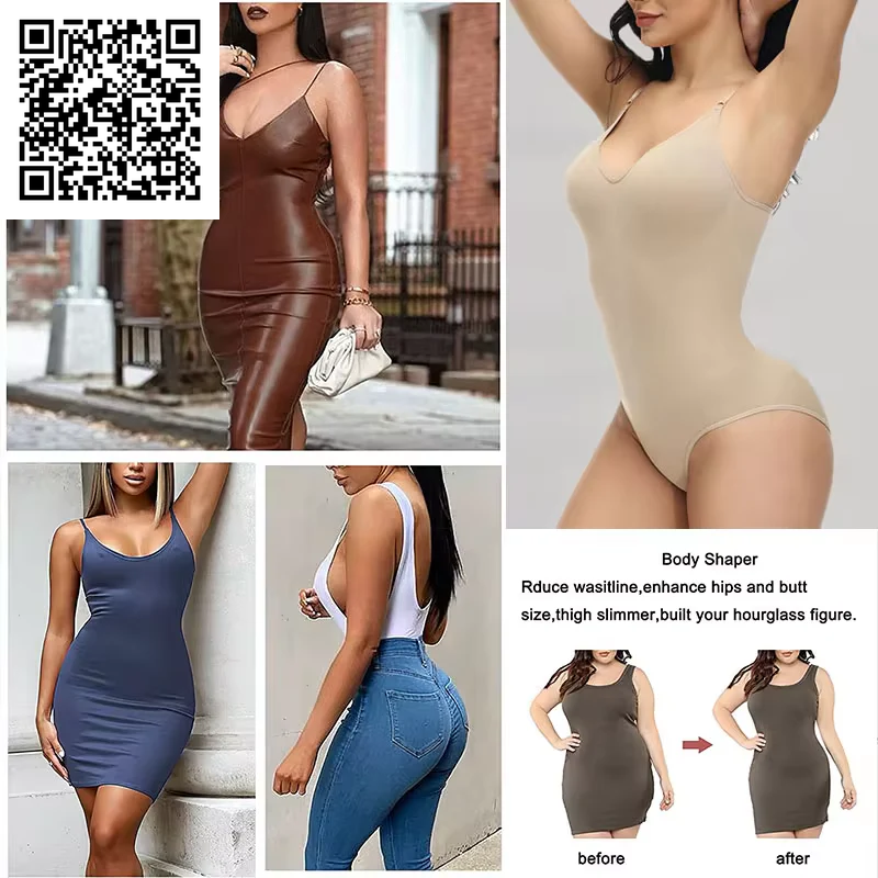 Super Sale V Neck Spaghetti Strap Bodysuit Compression Body Suits Open Crotch Shapewear Slimming Body Shaper Smooth Out Bodysuit