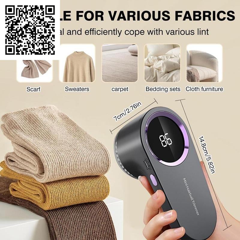 USB Rechargeable Electric Lint Remover, Portable Handheld LED Display Hairball Remover, Household Cleaning Tool for Clothes, Bedding, Furniture, Sofa