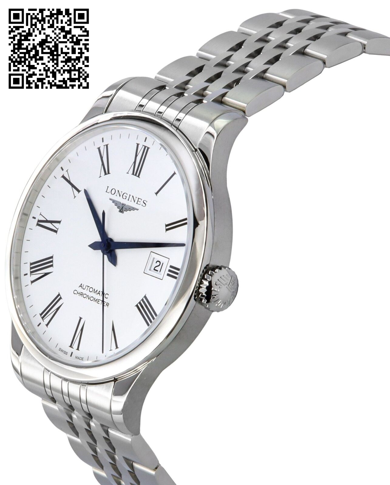 Longines Record White Dial Automatic Dress Men'S Watch L2.821.4.11.6