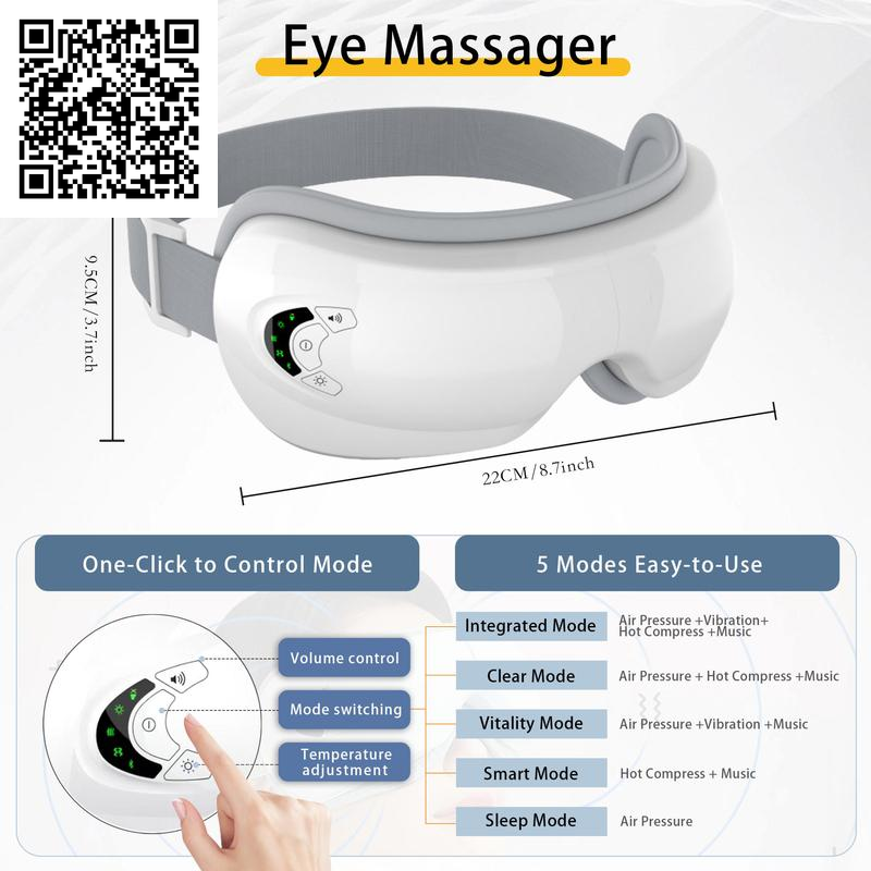 Rechargeable Electric Eye Massager, 1 Box Foldable Eye Massage Tool with 5 Modes for Christmas Gift, Portable Eye Care Instrument for Women & Men, Valentine'S Day Gift