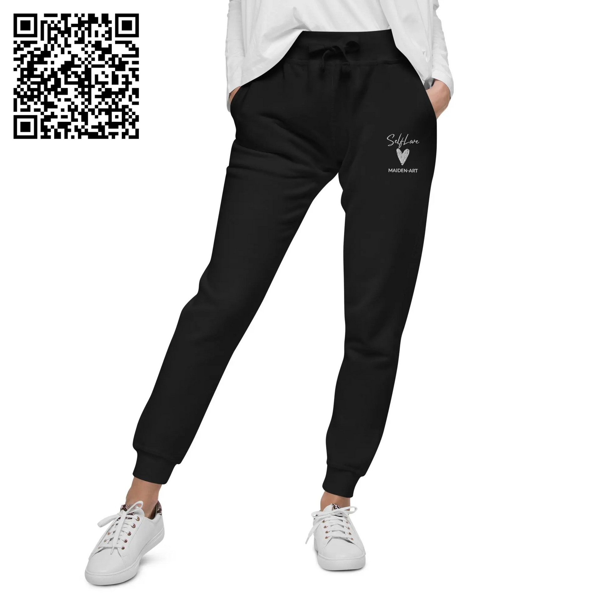 Self Love Unisex Fleece Sweatpants with Embroidery Fashion Sweatpants