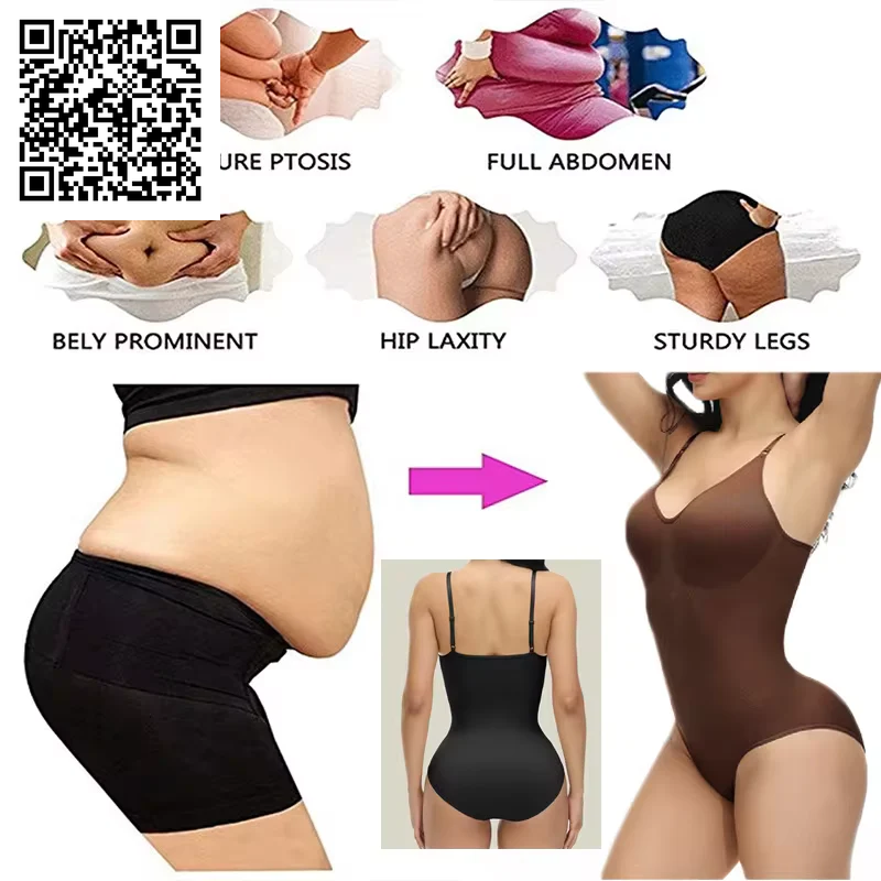 Super Sale V Neck Spaghetti Strap Bodysuit Compression Body Suits Open Crotch Shapewear Slimming Body Shaper Smooth Out Bodysuit